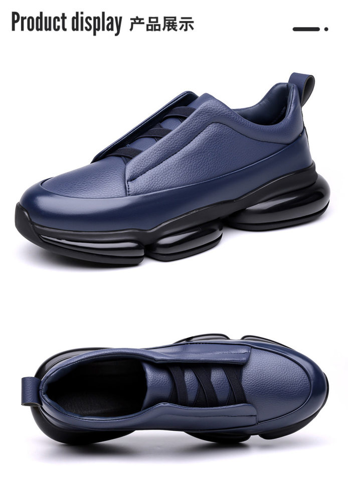 Giày thể thao nam cổ cao dáng sneaker buộc dây, đế bằng chống trơn trượt, thoáng khí — Màu đen, màu xanh chi tiết 19
