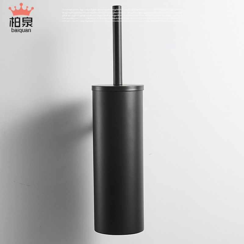 马桶刷架套装壁挂304不锈钢黑色长柄厕所刷功能型带盖筒金色白色
