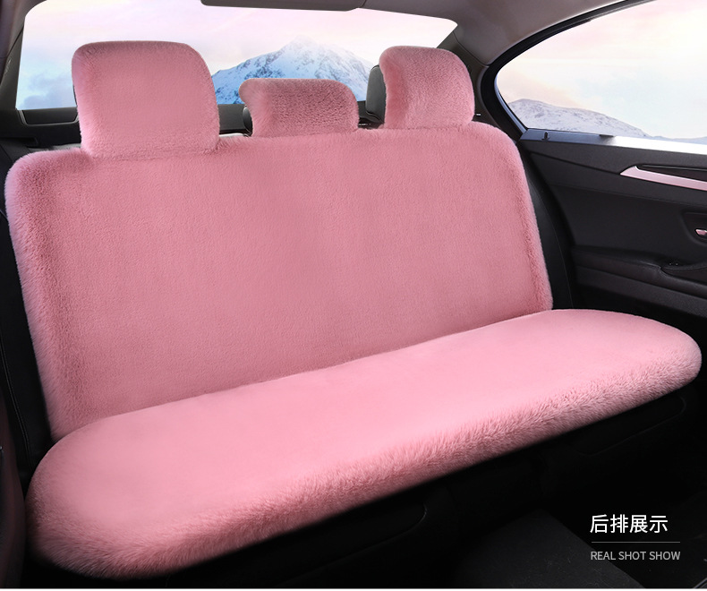 Cross-border 2026 new winter rabbit fur plush seat cushion with lumbar support, thickened car seat pad, car interior seat cushion, non-slip