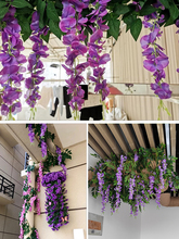 8TK8紫藤花豆花串塑料绢花吊顶缠绕墙面婚庆装饰藤蔓植物假花