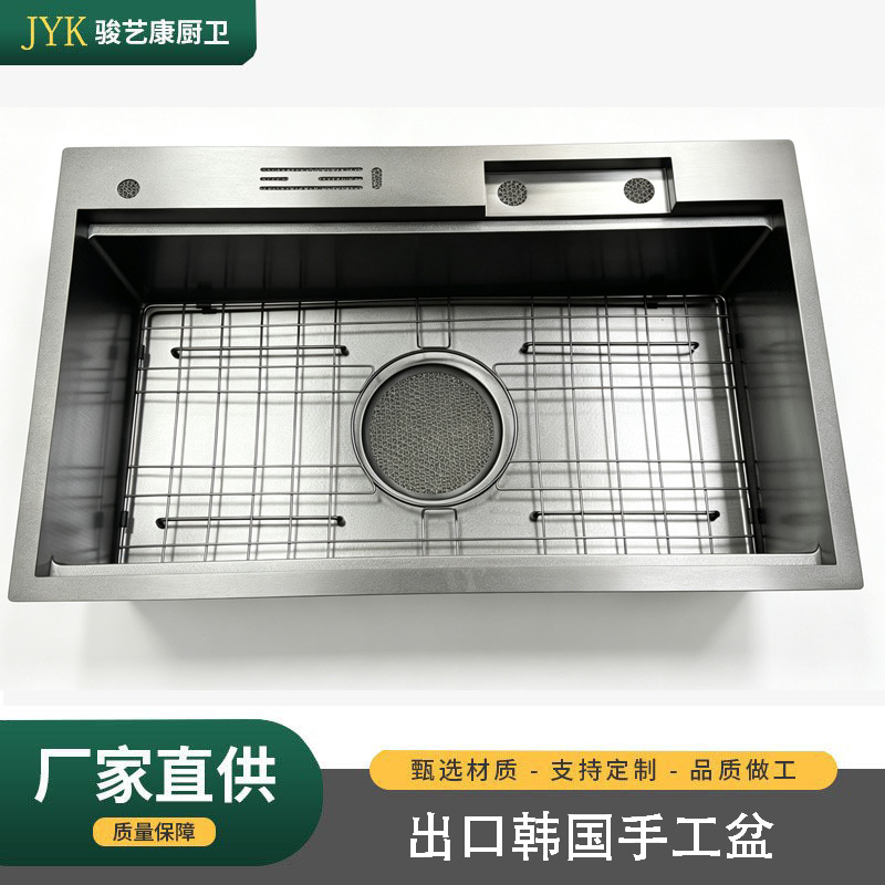 出口韩国不锈钢304手工纳米大单槽水槽家用阶梯式厨房洗菜盆洗碗