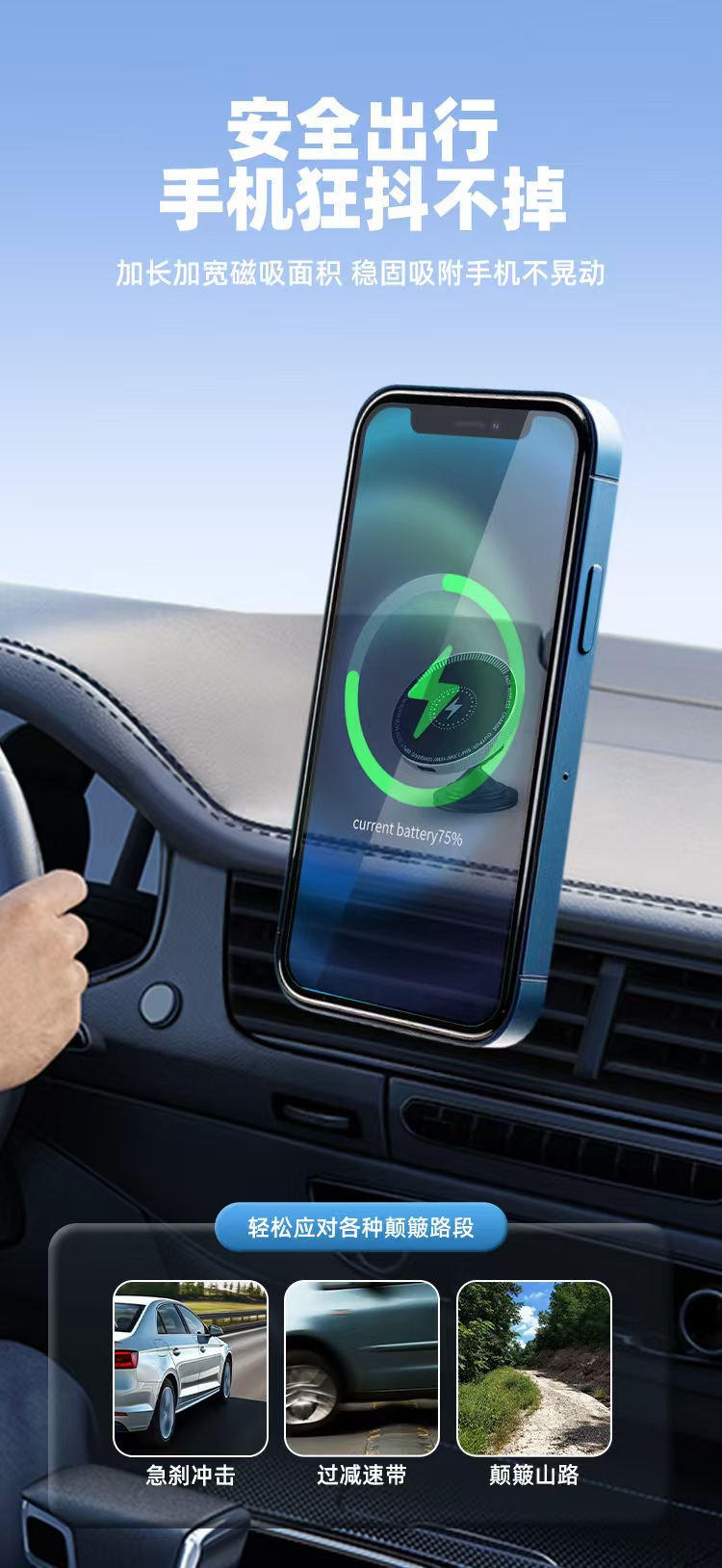 Magsafe Magnetic 15W Wireless Charging Stand Car Navigation Phone Holder Collection with Car Phone Holder