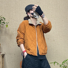 夹棉短外套 2025冬季新款 复古休闲宽松棒球服女保暖菱格棉衣2786