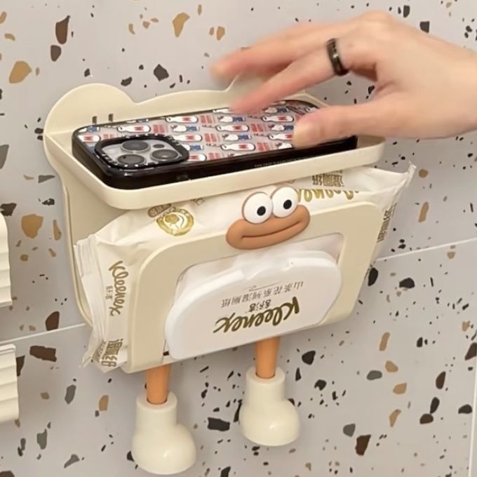 卫生间纸巾盒厕所壁挂式免打孔防水卷纸卫生抽纸置物架轻奢卡通