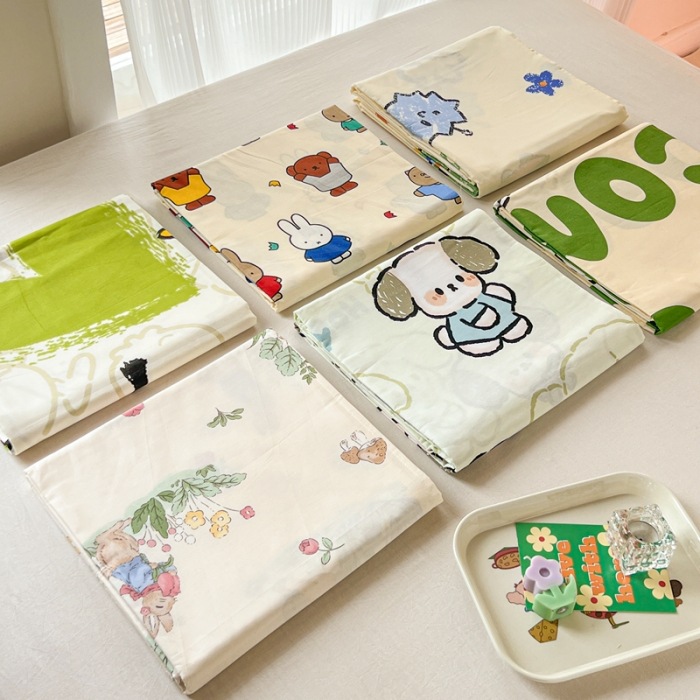 New pure cotton single product sheets, sheets, 100% cotton fitted sheets, pillowcases, children's cartoon small fresh bedding wholesale