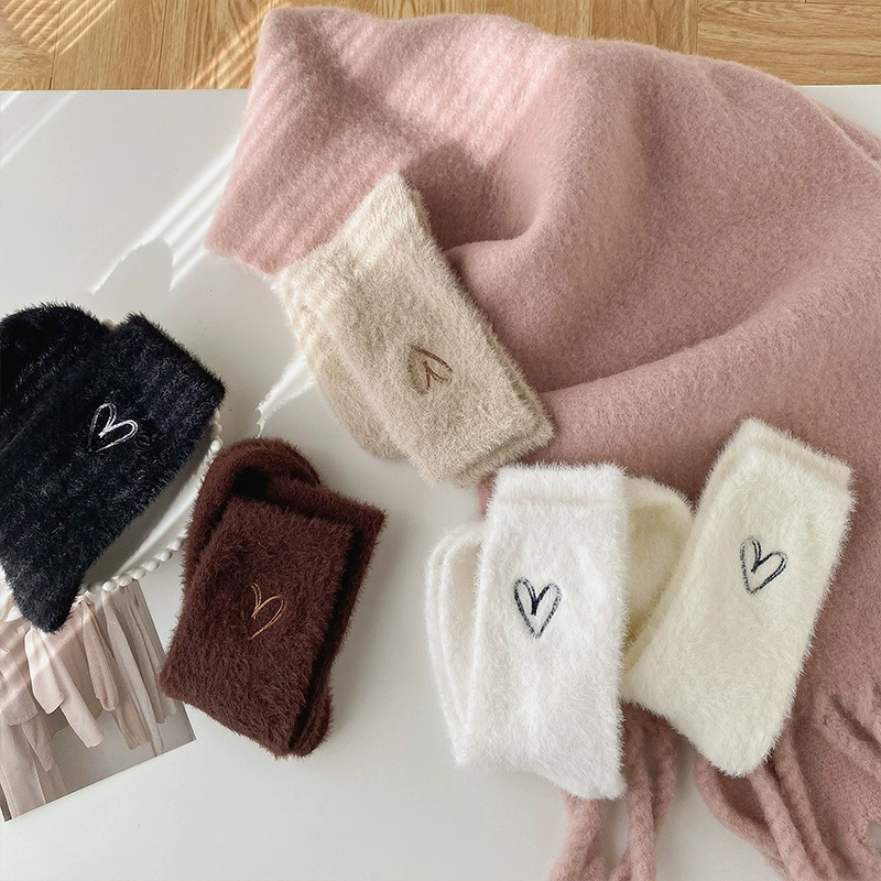 Velvet demi-season knee socks for pregnant, mid-length, with embroidery