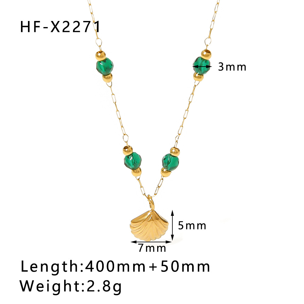 304 Stainless Steel Material Shell Pattern Women's Gender PVD Coated 18K Gold Real Gold Plated Shell 304 Stainless Steel IG Style Waterproof Non Tarnish 304 Stainless Steel Pendant Necklace