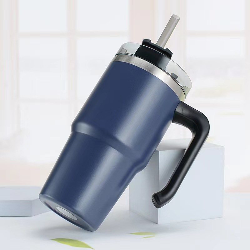 Nuevo 30z taza de coche con mango de gran capacidad paja helado taza Amazon 304 Acero inoxidable frío aislamiento taza