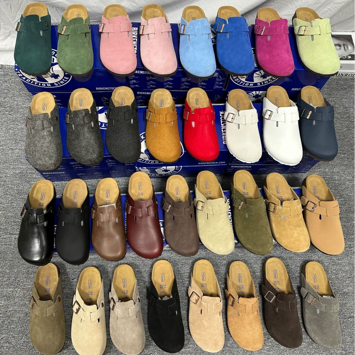 Кожаные обувь из натуральной кожи коровы Birkenstock размеры 35-46 крупный размер пара Birkenstock тапочки плоский носок половинная тяга пробковый Birkenstock обувь