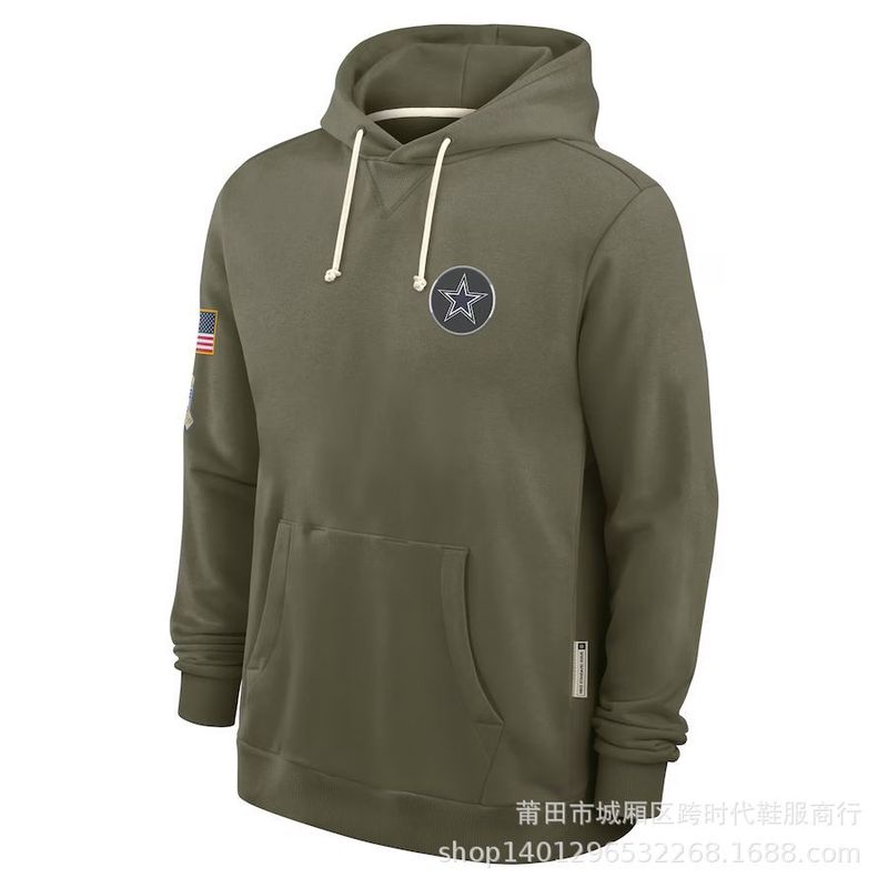 2025新款外贸男士NFL橄榄球致敬边线版Dri-FIT连帽衫卫衣橄榄绿|undefined