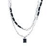 Black necklace, chain for key bag , accessory, sweater, internet celebrity, light luxury style