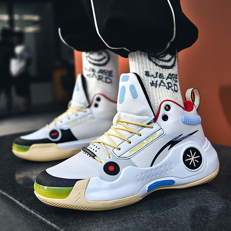 Zapatos de baloncesto anti-deslizante juveniles de moda nacional, fricción sonora de amortiguación de los zapatos de baloncesto casuales de pareja