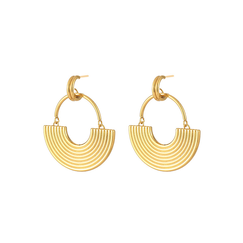 21g Weight Titanium Steel Ear Needle Material Earrings, Ear Studs Classification 1 Pair Quantity Holiday, Street Occasion Titanium Steel Material Geometric Pattern All Seasons Season Women's Gender Plating Design Retro, Commute Style 1 Pair Retro Commute Geometric Plating Titanium Steel Earrings Ear Studs 7