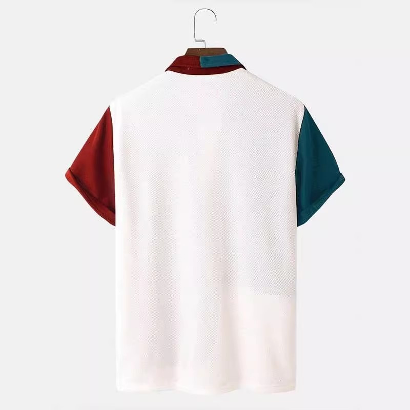 Comercio exterior transfronterizo de los hombres primavera europea y americana nueva solapa impresa en 3D manga corta a rayas retro camisa casual hombres al por mayor