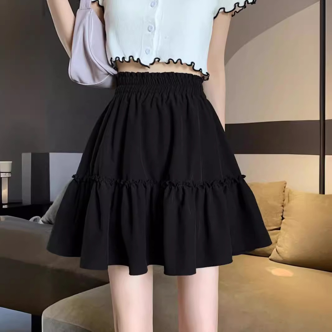 2025 Summer New Style High Waist Slimming Puffy Short Skirt Women's A- Line Cake Skirt Anti-walking Sheath Skirt