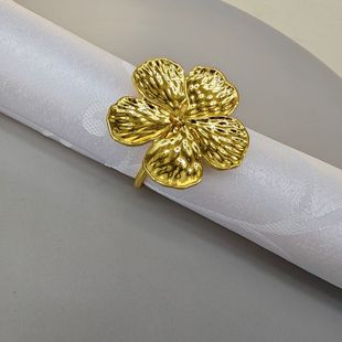 Cross-Border Simple Flower Napkin Ring Alloy Lucky Flower Napkin Ring Fashion Table Decoration Napkin Buckle