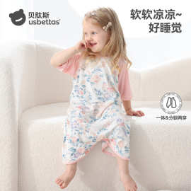 贝肽斯婴儿睡袋春秋季2026新款睡袍儿童七分袖可爱睡衣女宝宝睡裙