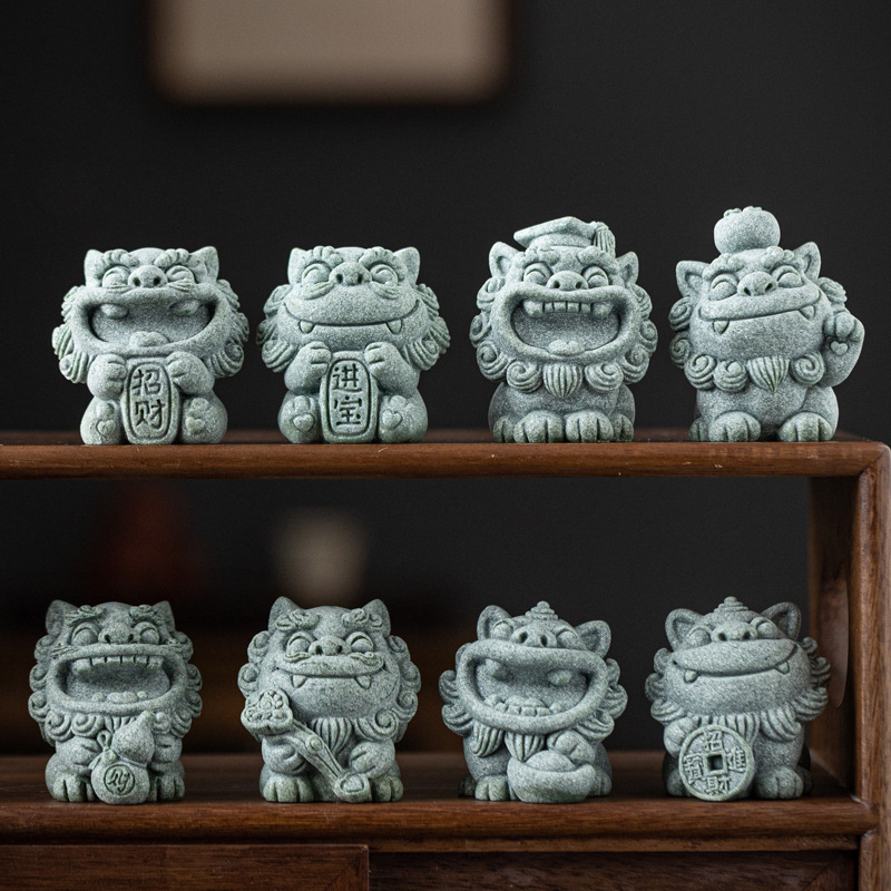 National tide cute little lion tea pet ornaments creative wealth into the treasure bo cai ruyi wind lion ye tea table tea room decoration