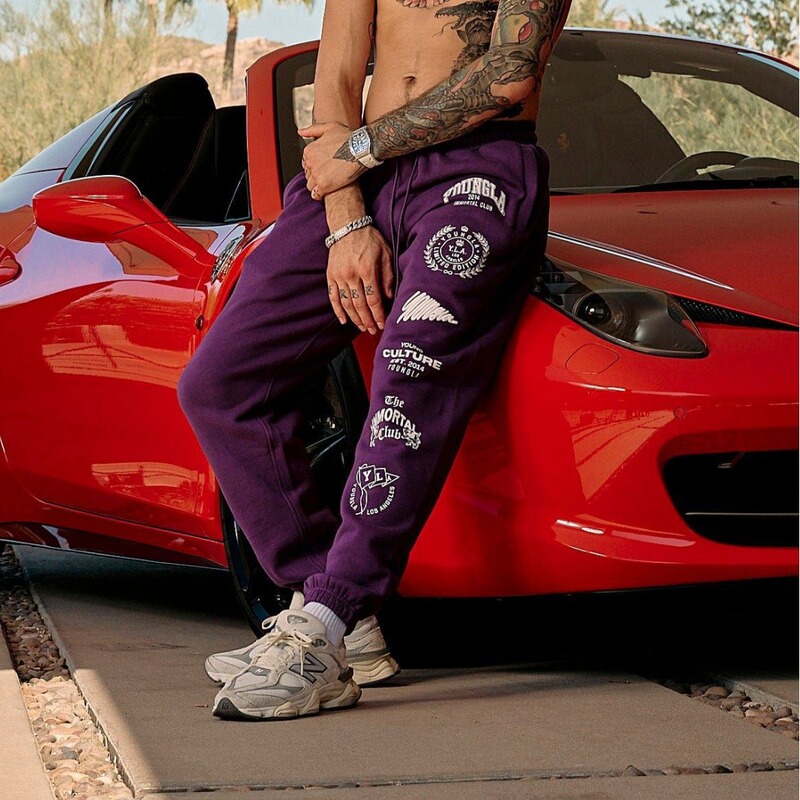 YOUNGLA Jogger Men's Sweatpants Gym Sports Fitness Casual Pants Cotton Printed Leg Pants