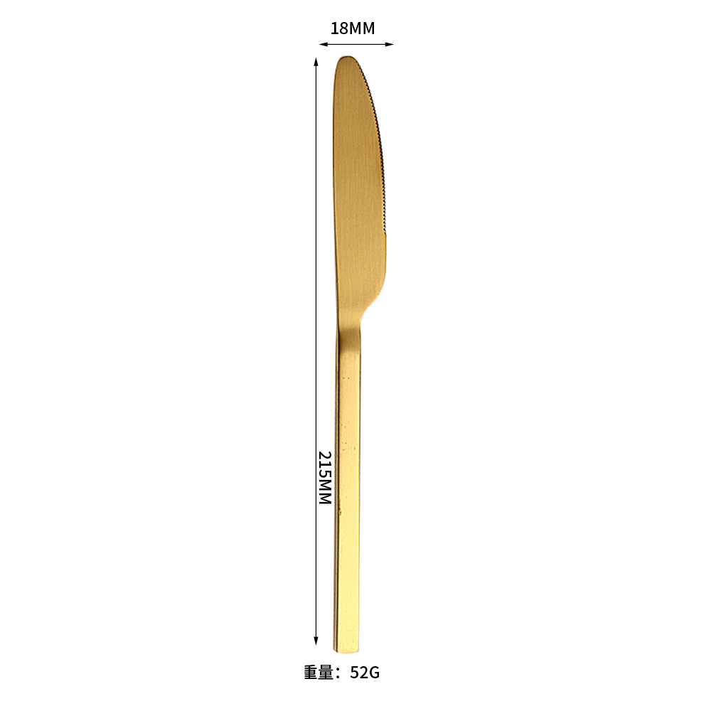430 cuchillo de acero inoxidable cuchillo de arena cuchara hotel de lujo ligero oro engrosado set de platos set de cinco piezas