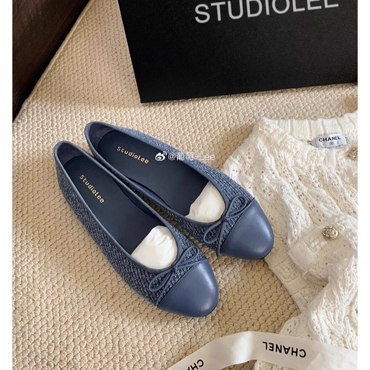 现货~葡萄妈同款 经典通勤百搭拼接小圆头蝴蝶结低跟小香风单鞋女