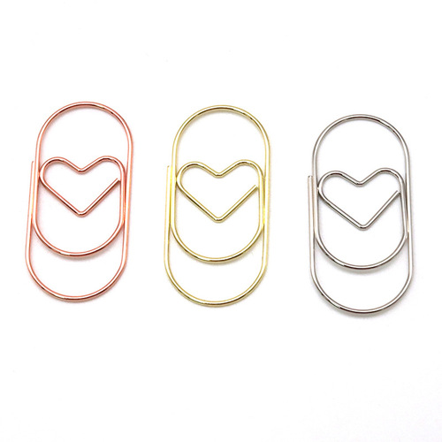 50mm Love Paper Clip Creative Cute Paper Clip Wholesale Metal Bookmark Color Clip Special Shaped Pin Cartoon
