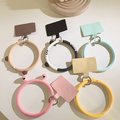潮流ins純色小熊香腸嘴手環短款腕帶式通用手機殼diy手機掛繩夾片