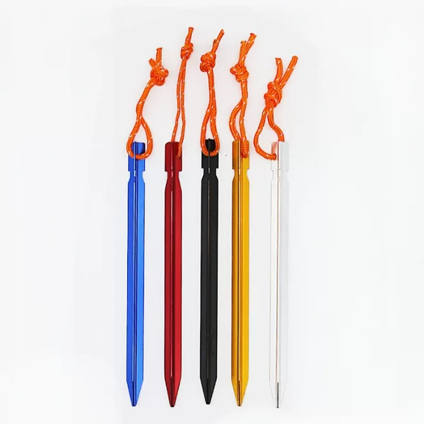 18cm Canopy Ground Nails Outdoor Tent Accessories Aluminum Alloy Ground Nails Reinforced Triangular Rope Reinforced Ground Nails Wholesale