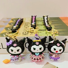 新款卡通手工镶钻精美卡通库洛米时尚简约汽车钥匙扣手机链包包挂