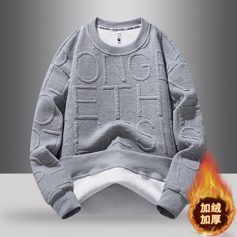 Autumn and winter new men's round neck v...