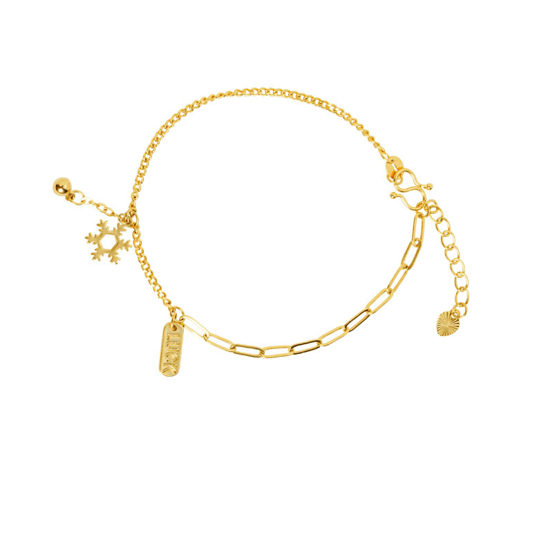 Nuevos productos de verano de oro de Vietnam, copo de nieve simple, letras inglesas, pulseras de moda populares, no se desvanecen.