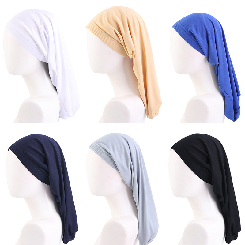 The new milk silk elastic long tube sleeping hat long hair long hair…