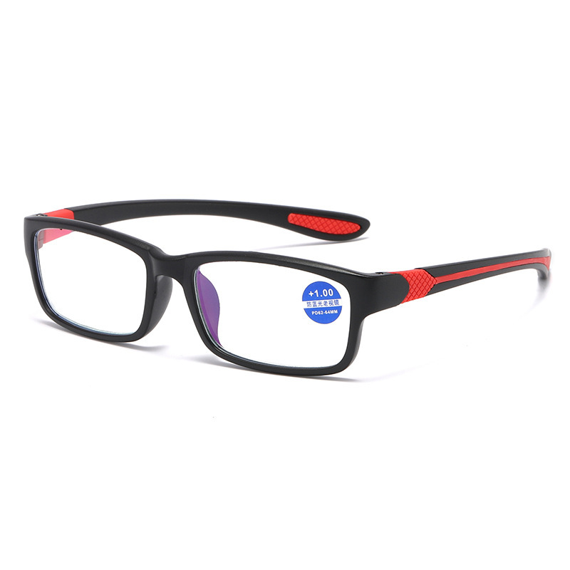 Color-Changing Reading Glasses Two-Color Frame Sports Anti-Blue Light Color-Changing Sunglasses Black and Red Frame Reading Glasses Ultra-Light Glasses