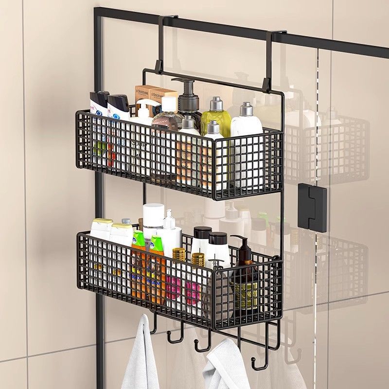 Bath Room Hanger Punch-free Toilet Storage Rack Shower Room Towels Storage Rack Glass Door in stock