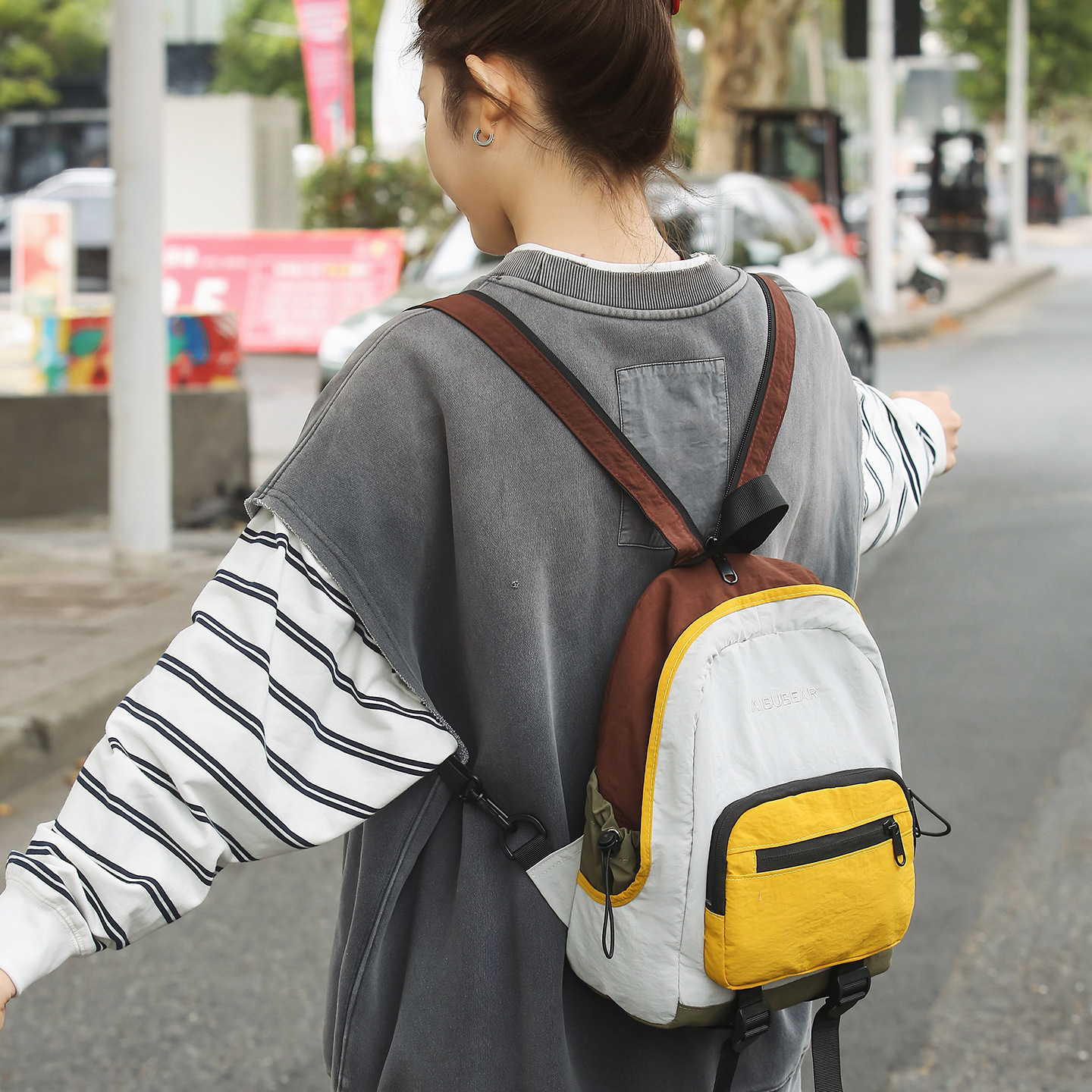 Color Matching Backpack Men's Large Capacity Casual Travel Backpack Junior High School High School College Student Bag Computer Bag Women