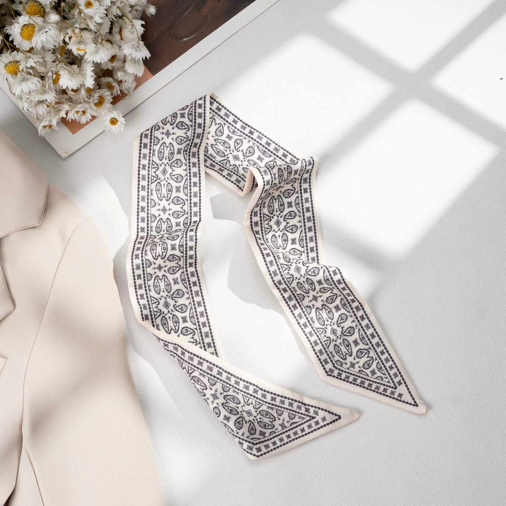 Silk Scarf Hairband (Suhang) long streamer 89×3.8 cm, lightweight gift box option