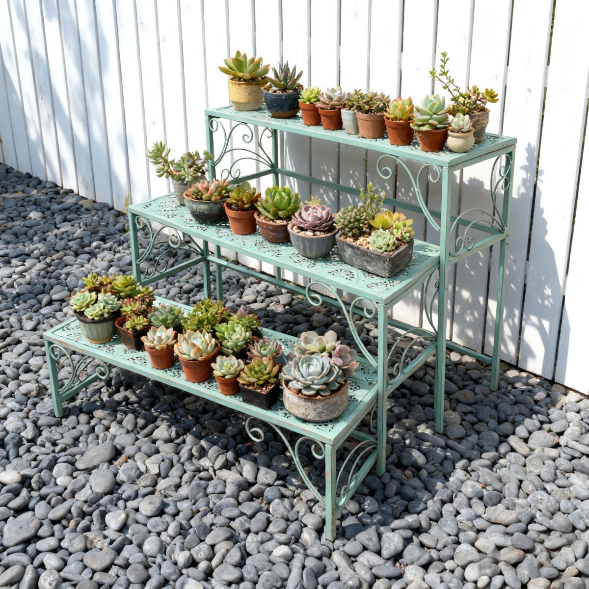 花棚棚棚棚シンプルなベランダの多層階段の植木鉢棚は古い鉄芸の花棚を作ります。