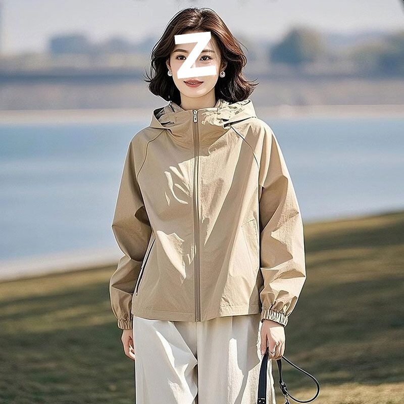 2025开春百搭超火酷飒拽姐感超好看女短款连帽外套减龄冲锋衣|undefined