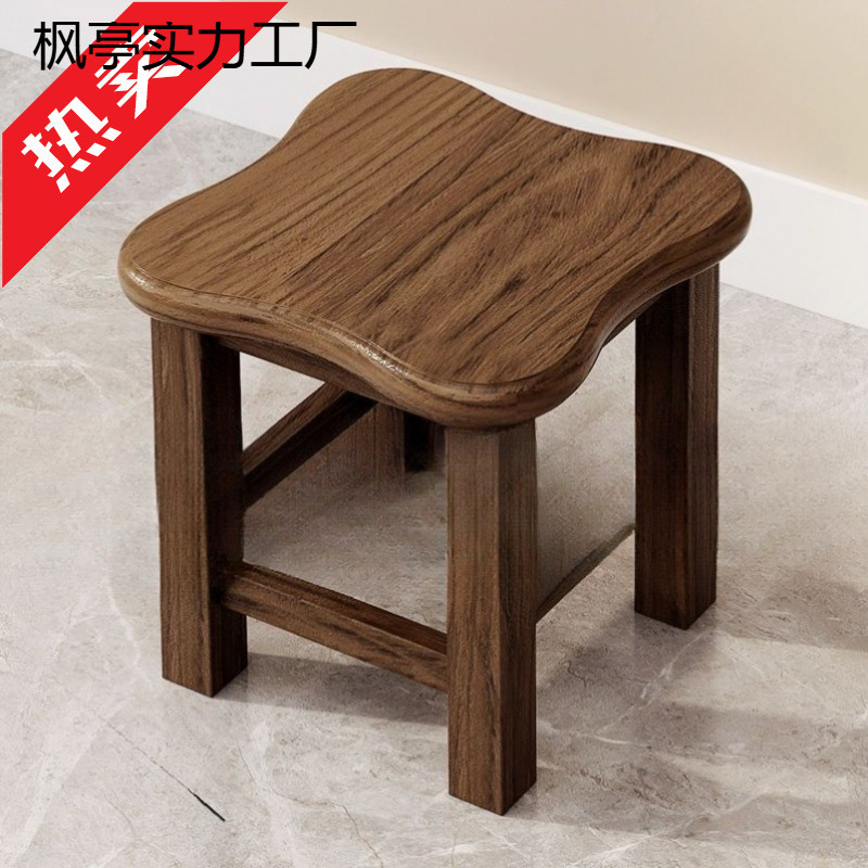 Small Wooden Stool Solid Wood Chair Household Small Bench Low Stool Living Room Coffee Table Small Square Stool Adult Sturdy and Durable Shoe Changing Stool