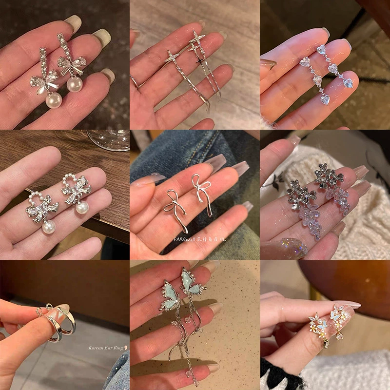 Серебряная игла из жемчуга, zirconium с бантом, небольшие дизайнерские длинные серьги, образец 925 серебра, тренд сезона, стиль легкой роскоши, французский стиль
