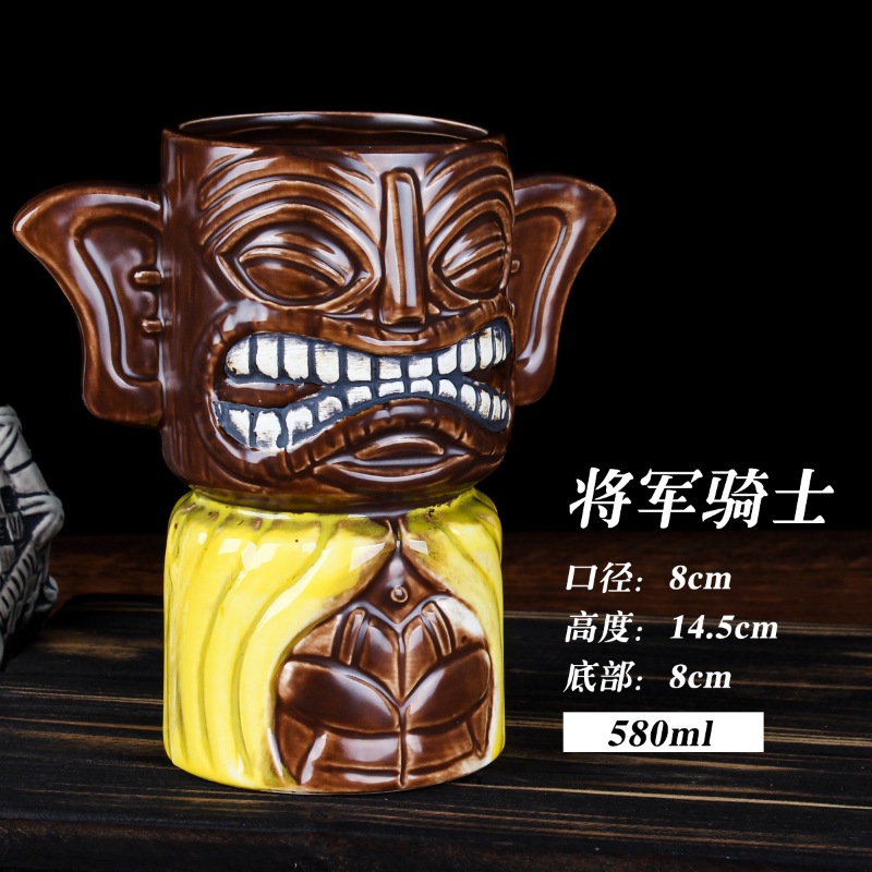 Retro estilo hawaiano cóctel tiqui taza zombie cara taza de cerámica esqueleto tiqui taza taza creativa taza de vino