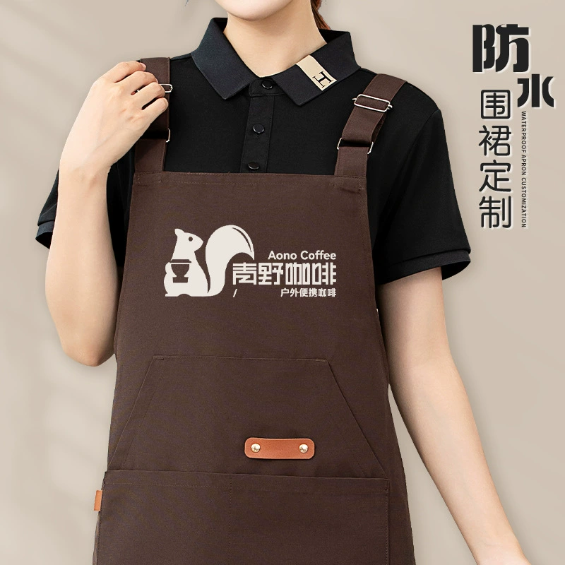 Холст внешняя торговля фартук кейтеринг специальный логотип молочный чай кафе ресторан официант рабочая одежда талия