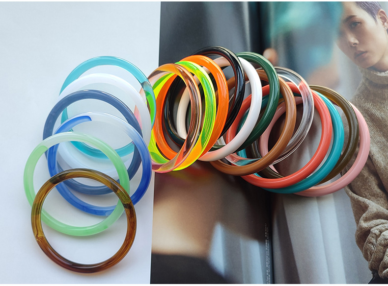 14g Weight Bangle Classification Basic Geometric Solid Color Arylic Bangles Wholesale