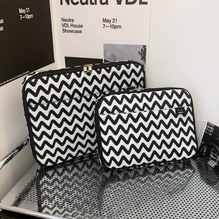 Korean nylon simple striped ipad liner bag 11 inch 14 inch water-repellent large capacity laptop bag