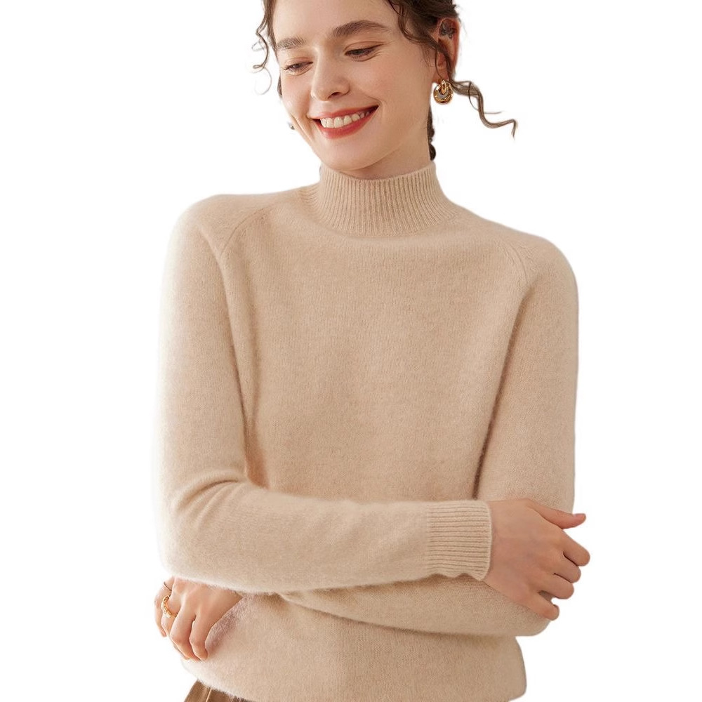 백 캐시미어 의류 마운틴 캐시미어 스웨터 여성 하프 터틀넥 두꺼운 느슨한 가을과 겨울 새로운 니트 베이스 스웨터