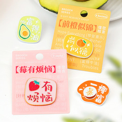 New Year Graduation Metal Badge Lend You Juxian Cute Creative Fruit Blessing Motivational Text Gift Pin Pendant
