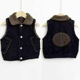 儿童牛仔马甲2025秋冬季加绒韩版男女中小童背心宝宝洋气外穿坎肩