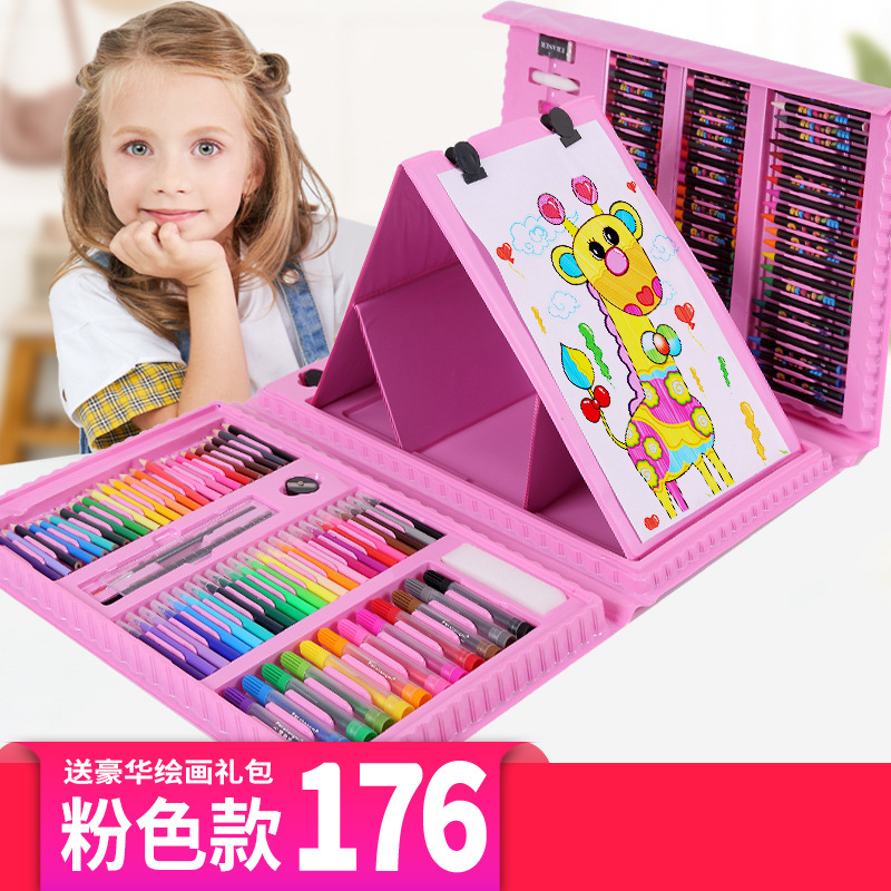 Pintura con caballete traje caja de regalo 176 unidades herramientas de dibujo 208 piezas arte conjunto caja acuarela pluma Día DE LOS NIÑOS regalo