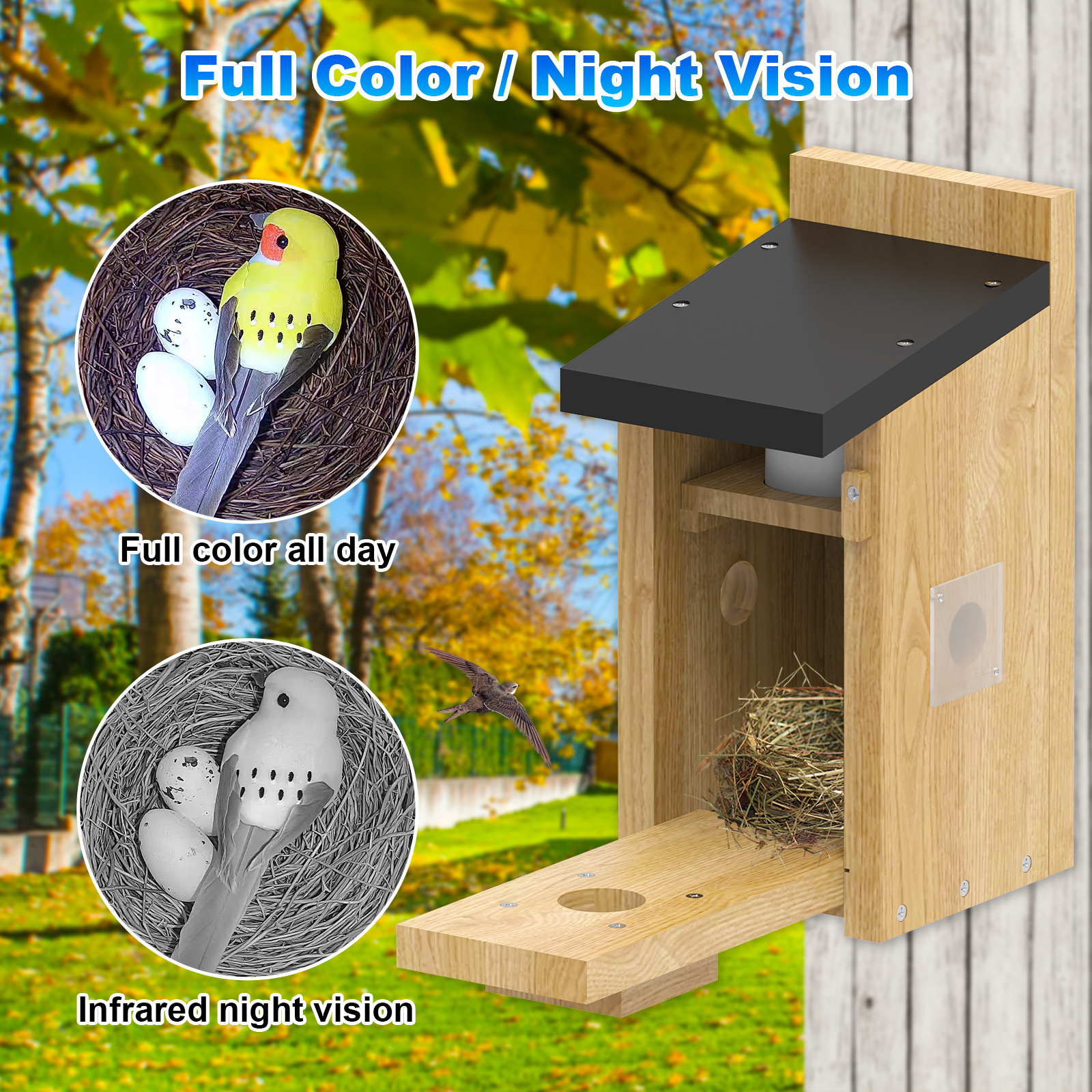 Fábrica de fuente de incubación visual nido de pájaros nido de pájaros comercio exterior explosión inteligente 2.5K HD cámara de monitoreo wifi