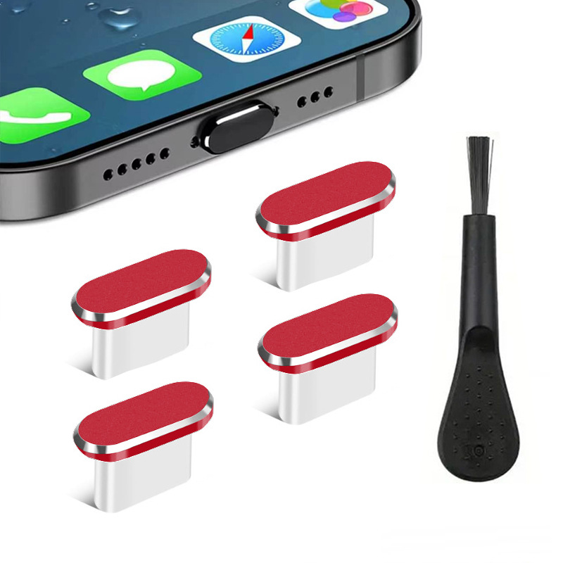 Beş İşlevli Type-C Veri Portu USB Toz Kapağı Telefon Şarj Portu Metal Toz Kapağı Fırçalı - 9